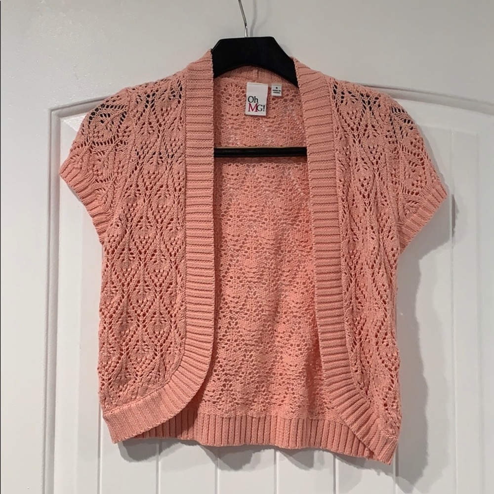 Pink Crochet Crop Sweater